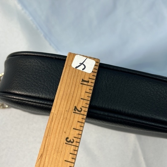 INC black non-leather shoulder bag with partial gold chain strap and zip closure - Picture 9 of 10